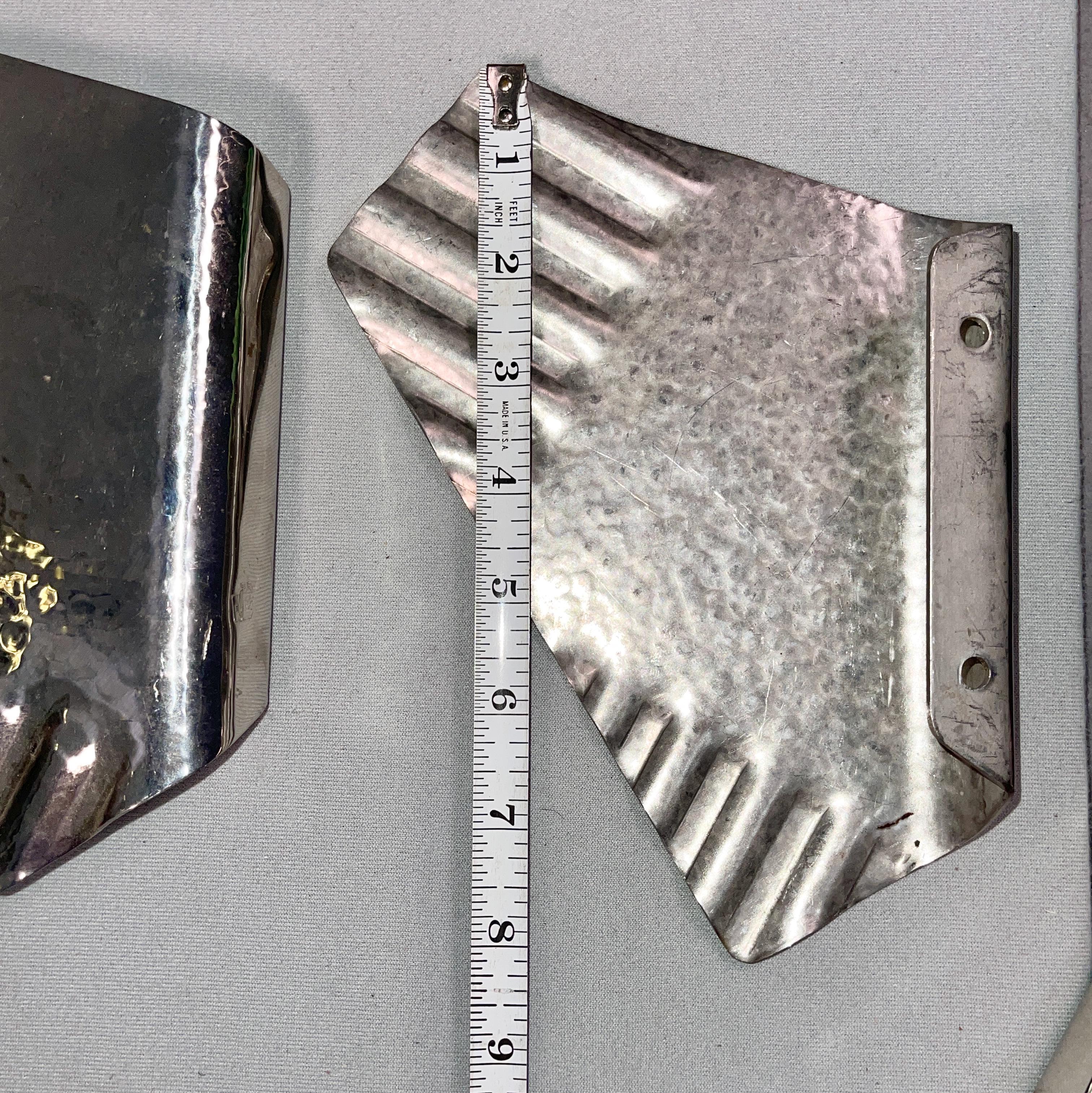 Aluminium Paire de poignées de porte en aluminium martelé x2 en vente