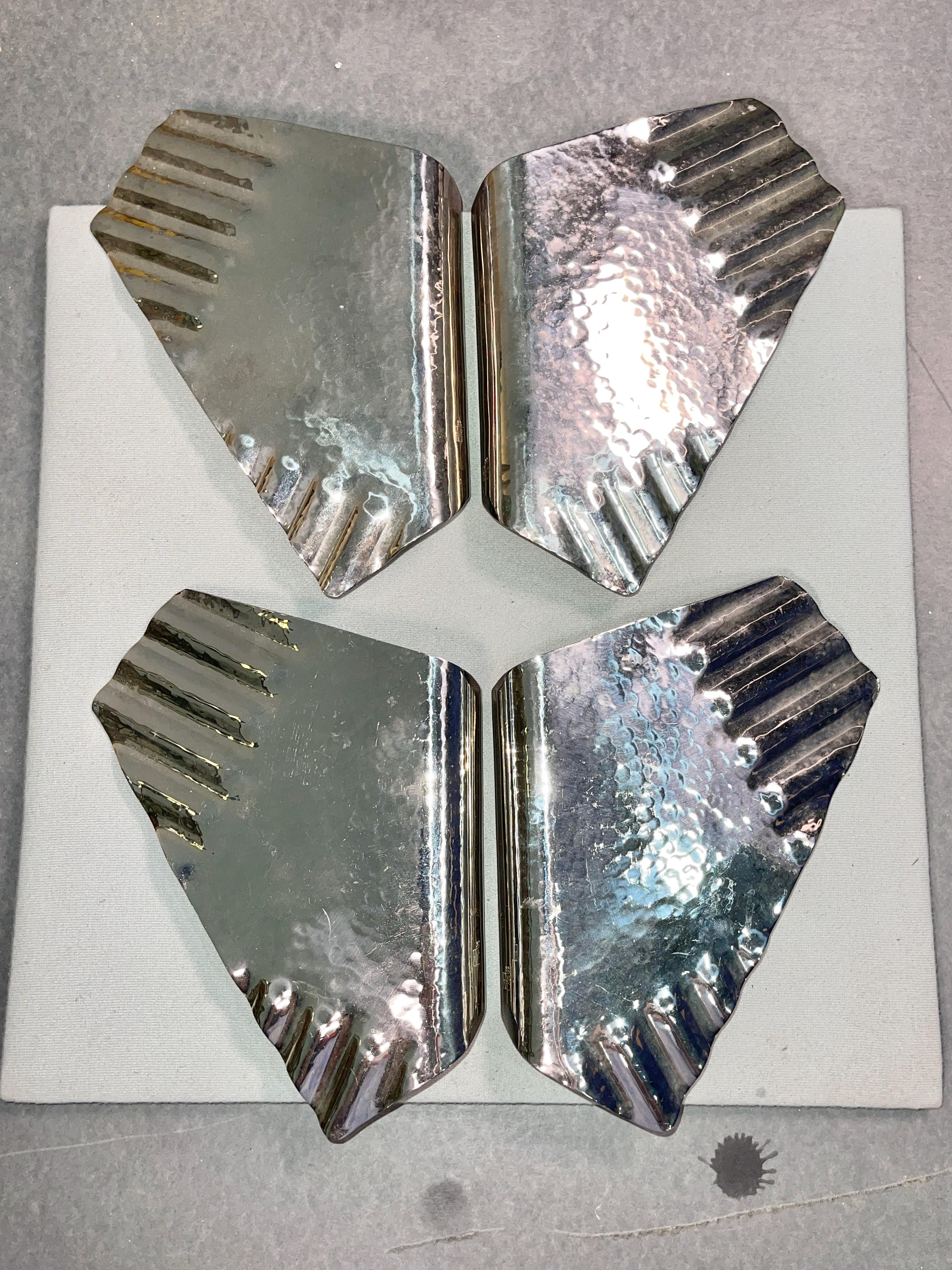 Paire de poignées de porte en aluminium martelé x2 en vente 1