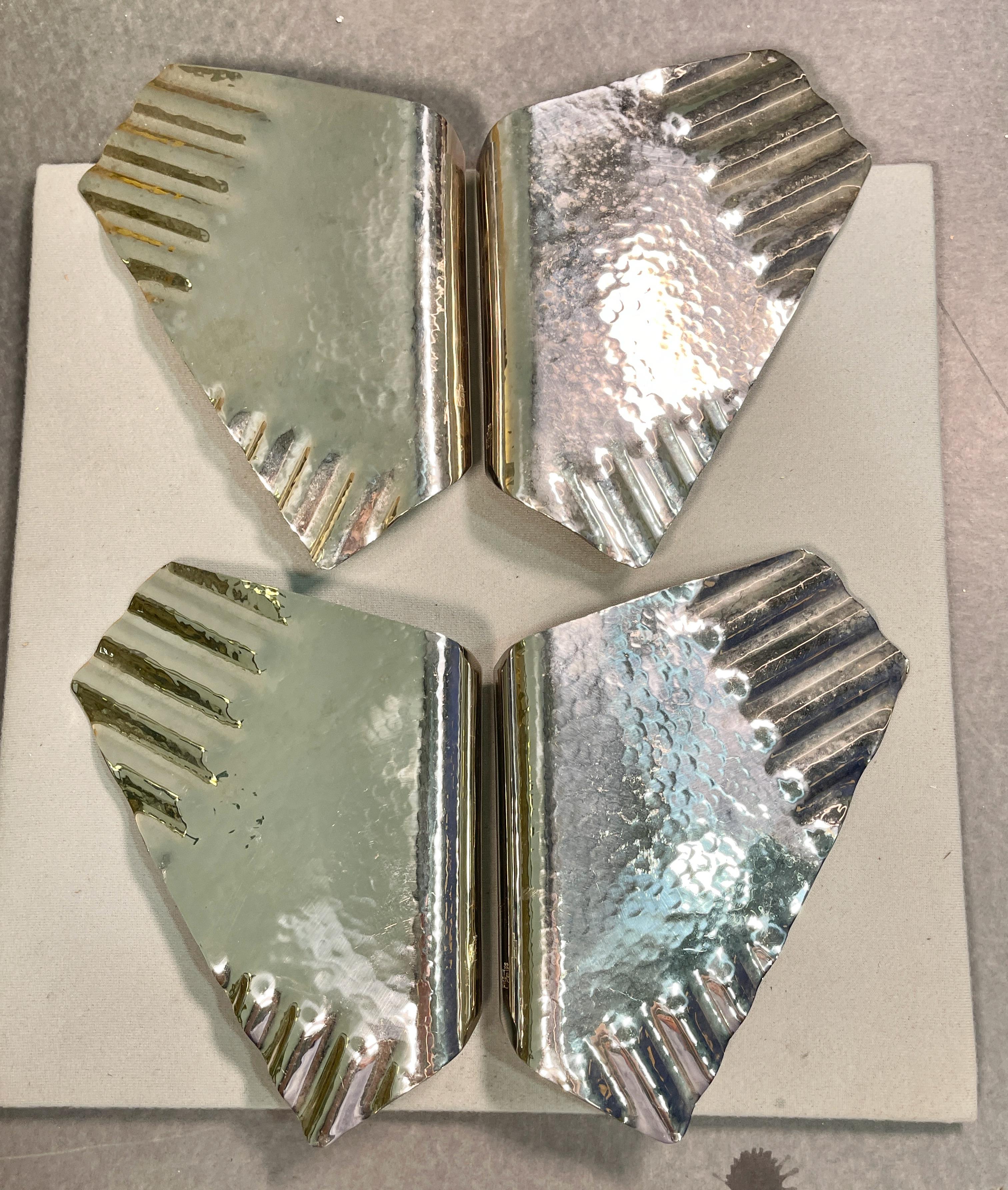 Paire de poignées de porte en aluminium martelé x2 en vente 2
