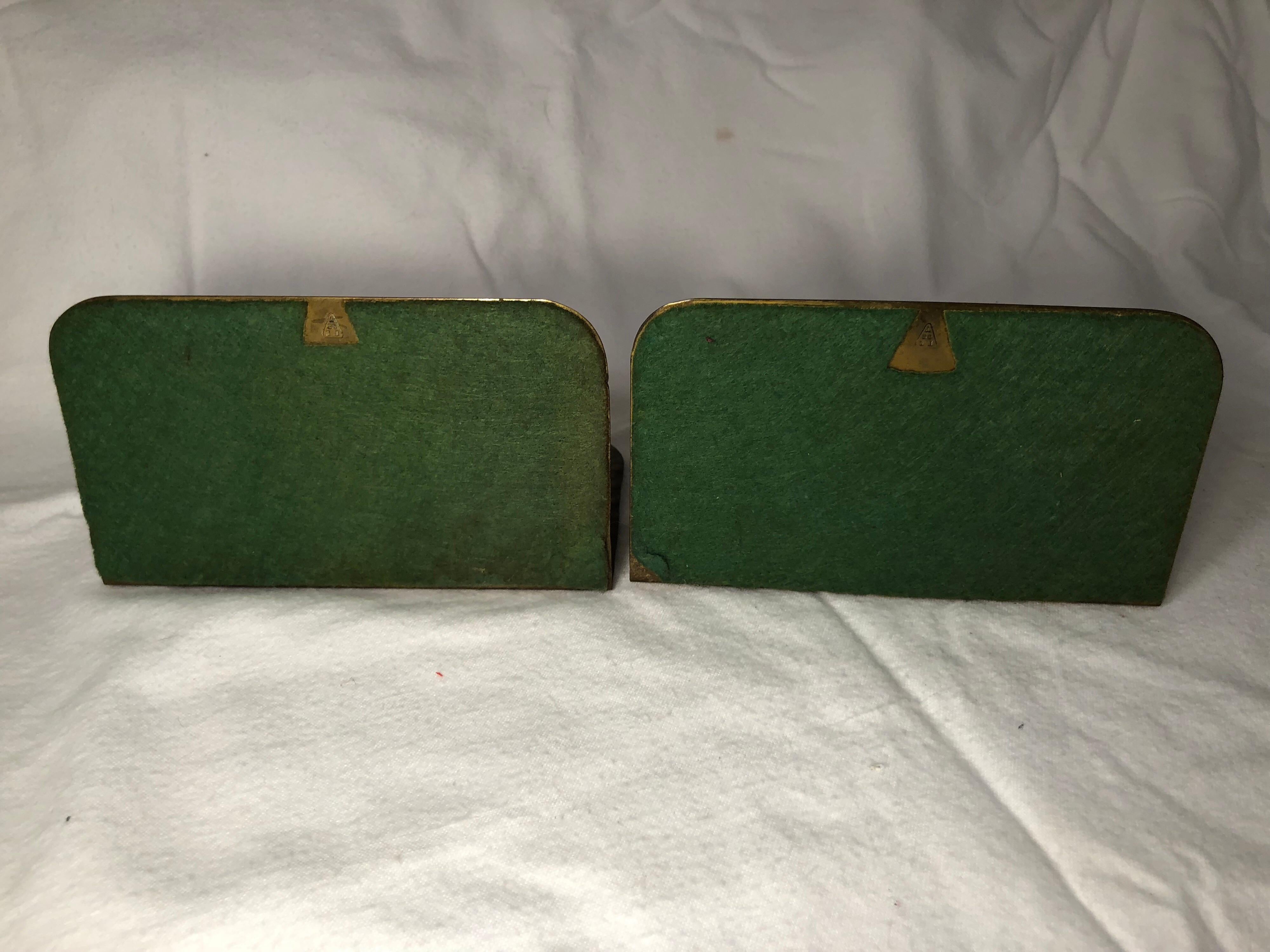 Pair of Hammered Brass Arts and Crafts Bookends by Frost For Sale 8