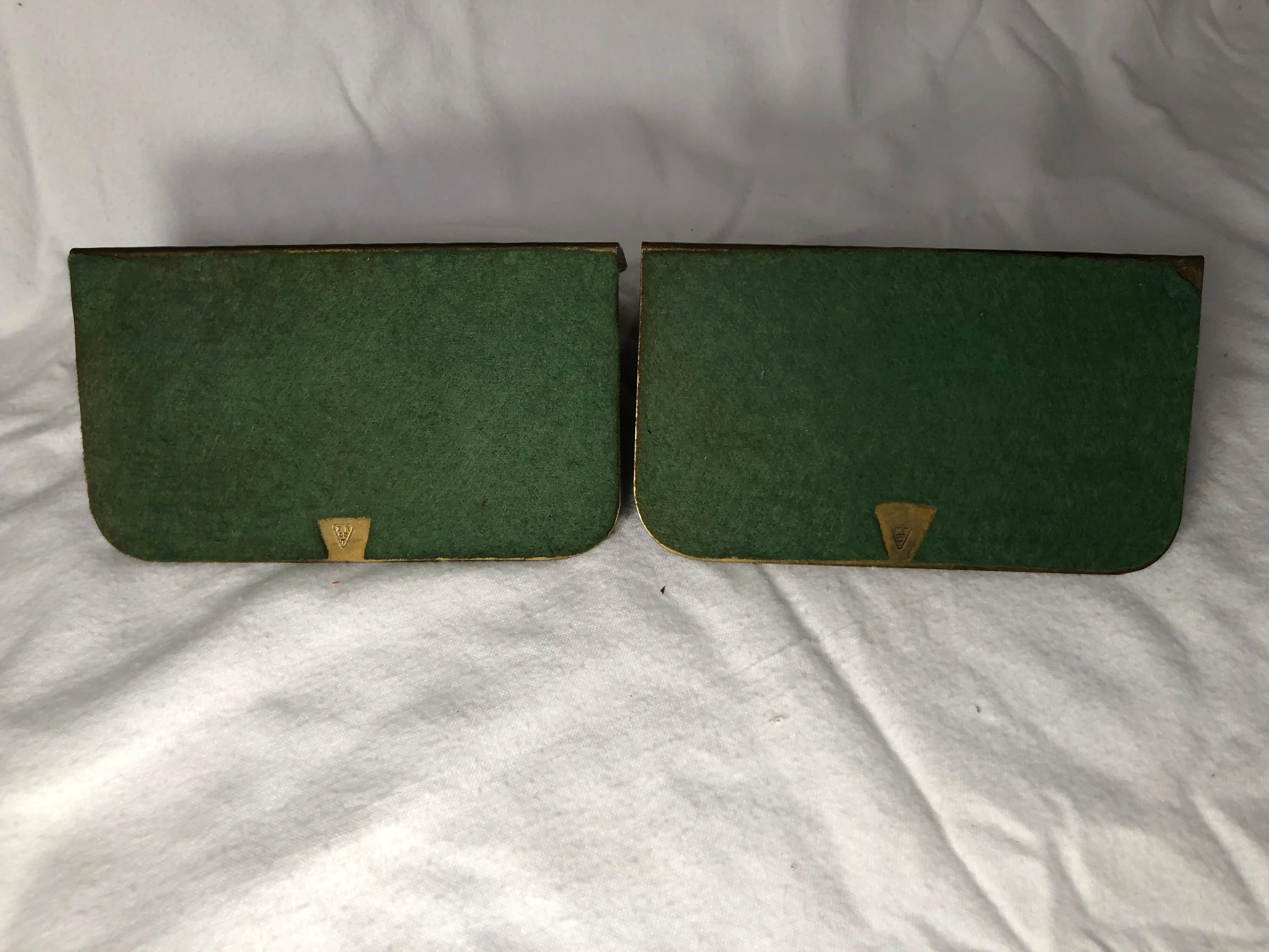 Pair of Hammered Brass Arts and Crafts Bookends by Frost For Sale 9