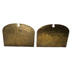 Pair of Hammered Brass Arts and Crafts Bookends by Frost