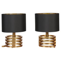 Pair of Hammered Brass Table Lamps