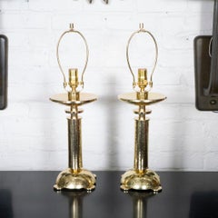 Pair of hammered brass "tochiere" style table lamps