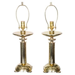 Pair of hammered brass "tochiere" style table lamps
