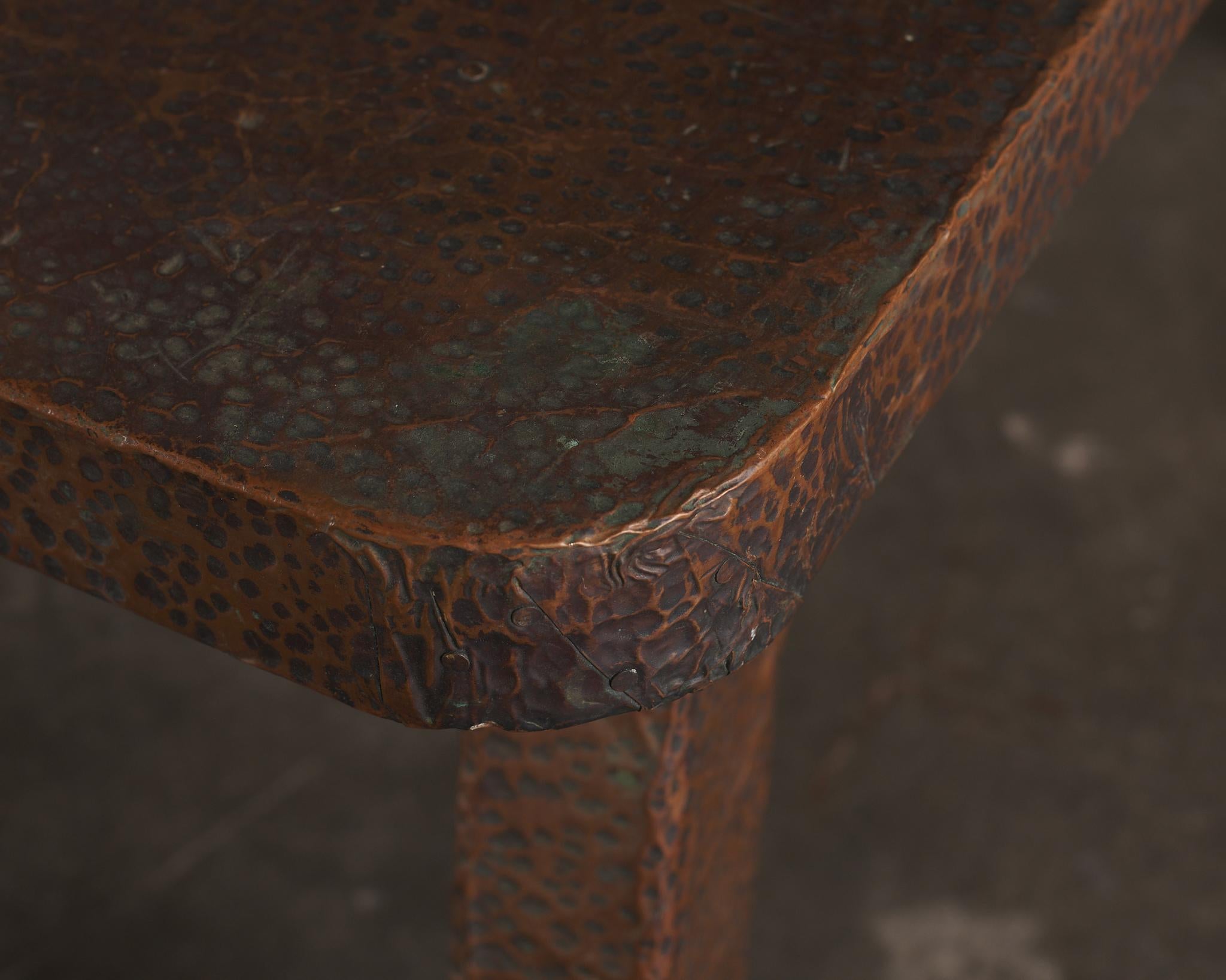 Pair of Hammered Copper 2-Tier End Tables 1