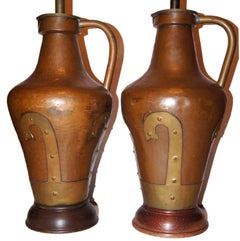 Pair of Hammered Copper Lamps