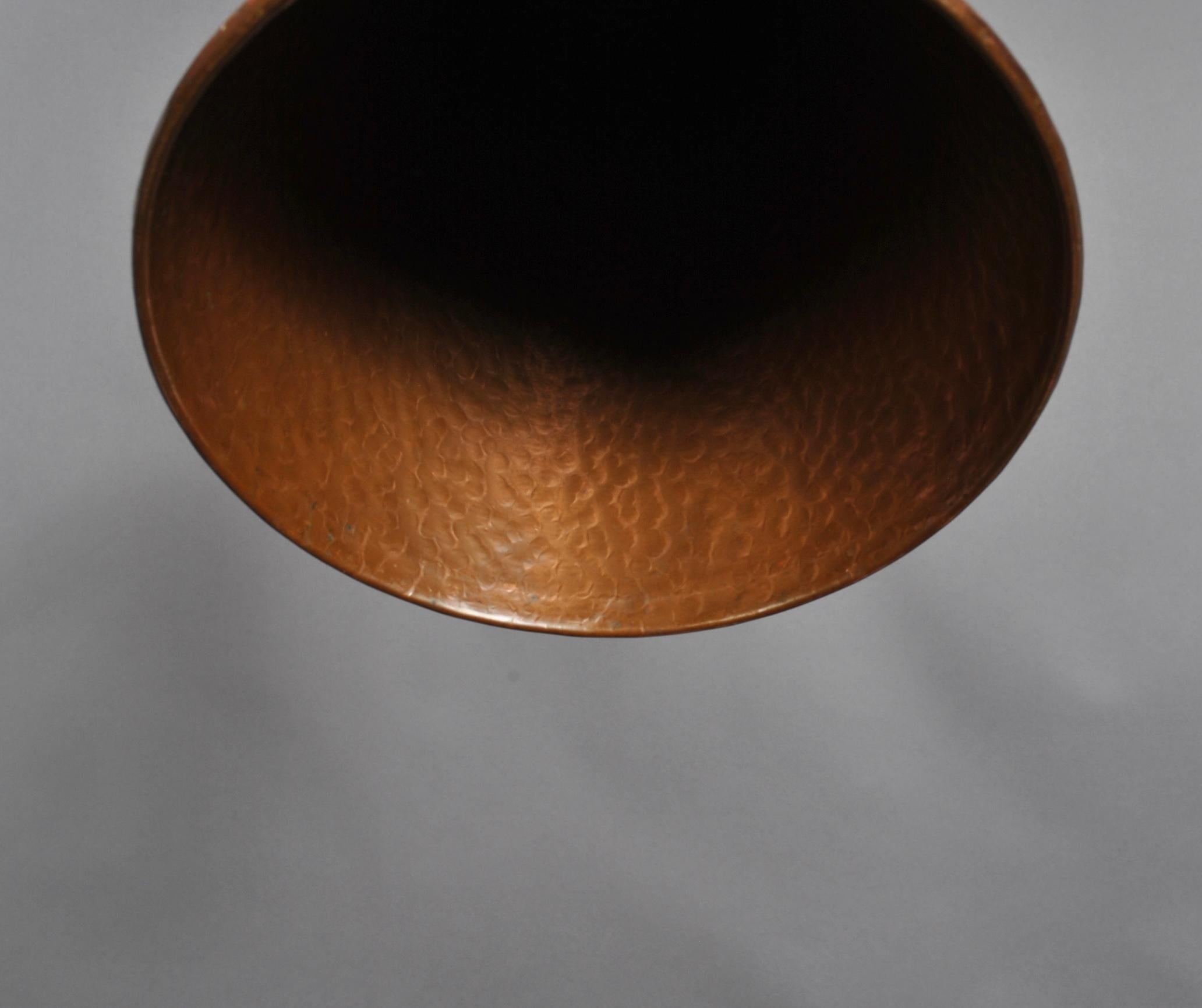 Mid-Century Modern Pair of Hammered Copper Pendant Shades, Denmark