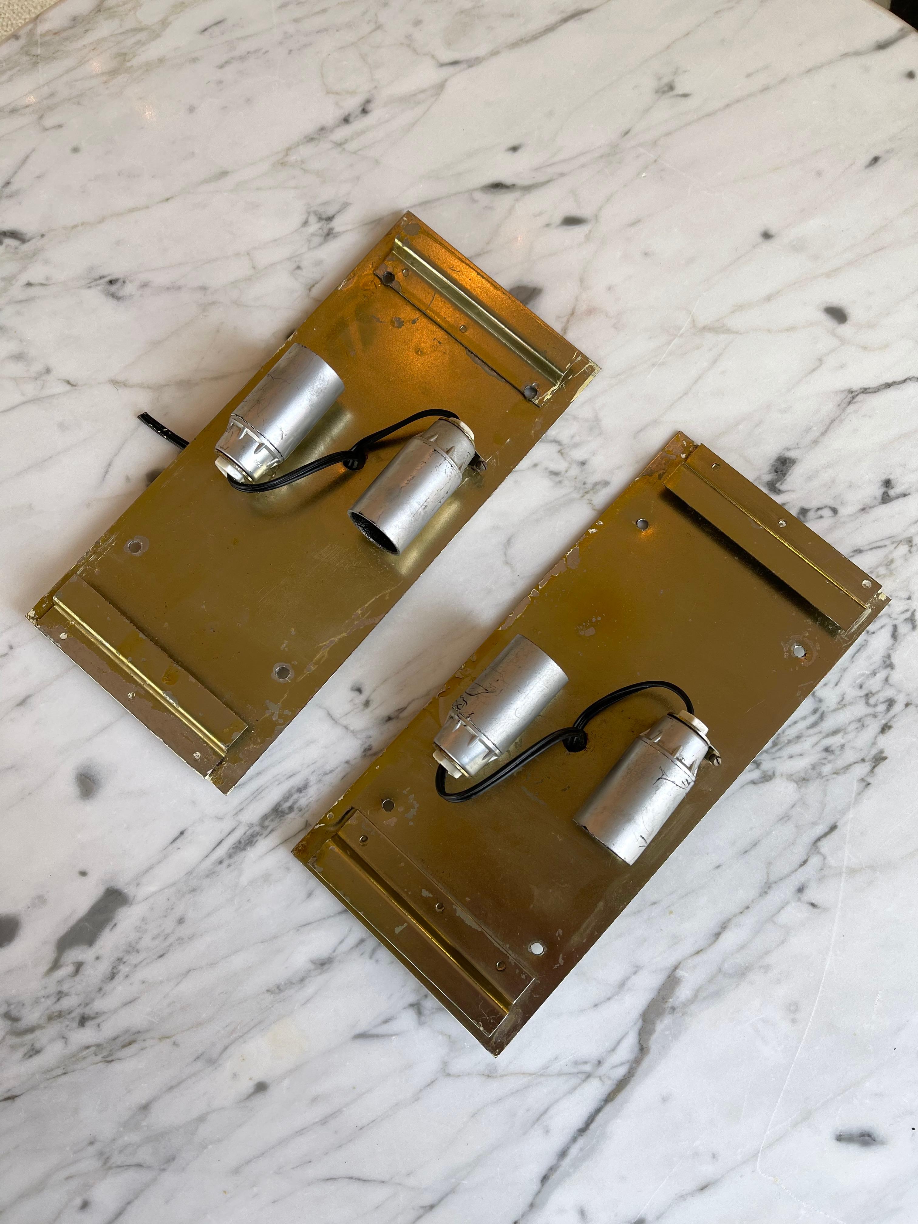 Pair of Hammered Glass and Gilt Metal by Biancardi & Jordan, Italy, 1970s 2