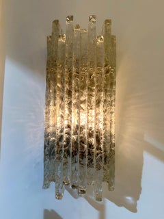 Paire d'appliques à glace en verre martelé de Poliarte, Italie, 1970