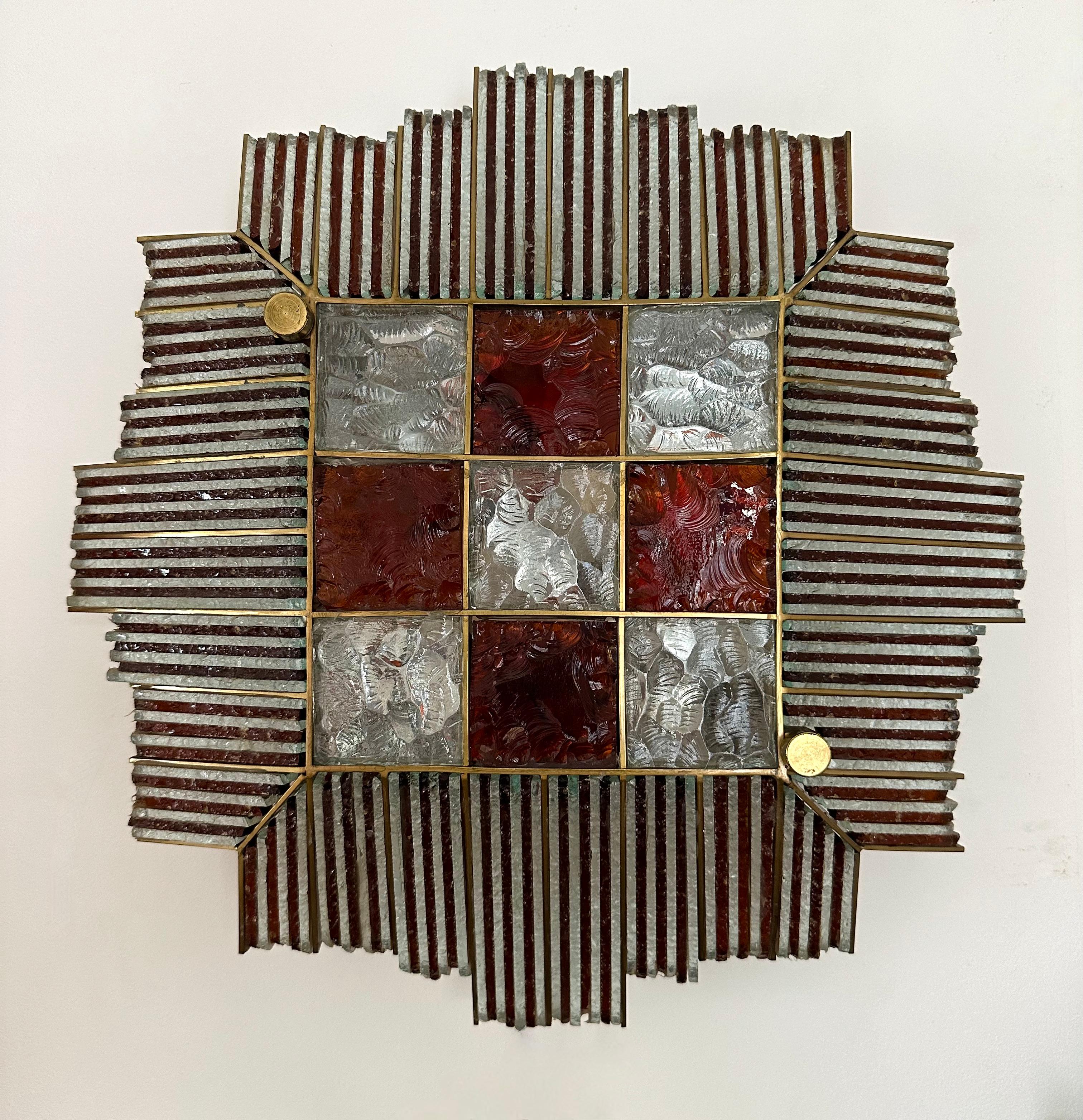 Verre Paire d'appliques en fer forgé martelé de Biancardi Jordan, Italie, 1970 en vente