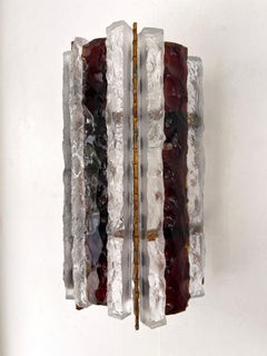 Paire d'appliques en fer forgé et verre martelé de Longobard, Italie, 1970