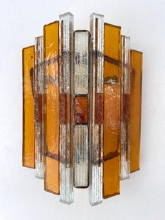 Paire d'appliques en fer forgé et verre martelé de Longobard, Italie, 1970