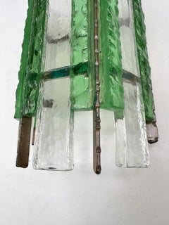 Paire d'appliques en fer forgé et verre martelé de Longobard, Italie, 1970