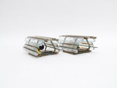 Pair of Hammered Glass Wrought Iron Sconces by Longobard, Italy, 1970s