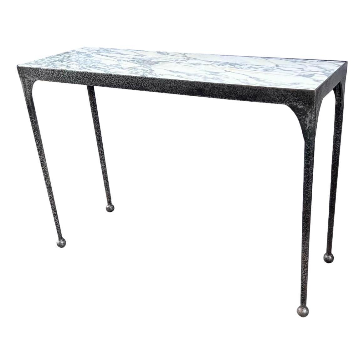 Pair of Hammered Iron Consoles, Sold Individually In Good Condition For Sale In New York, NY
