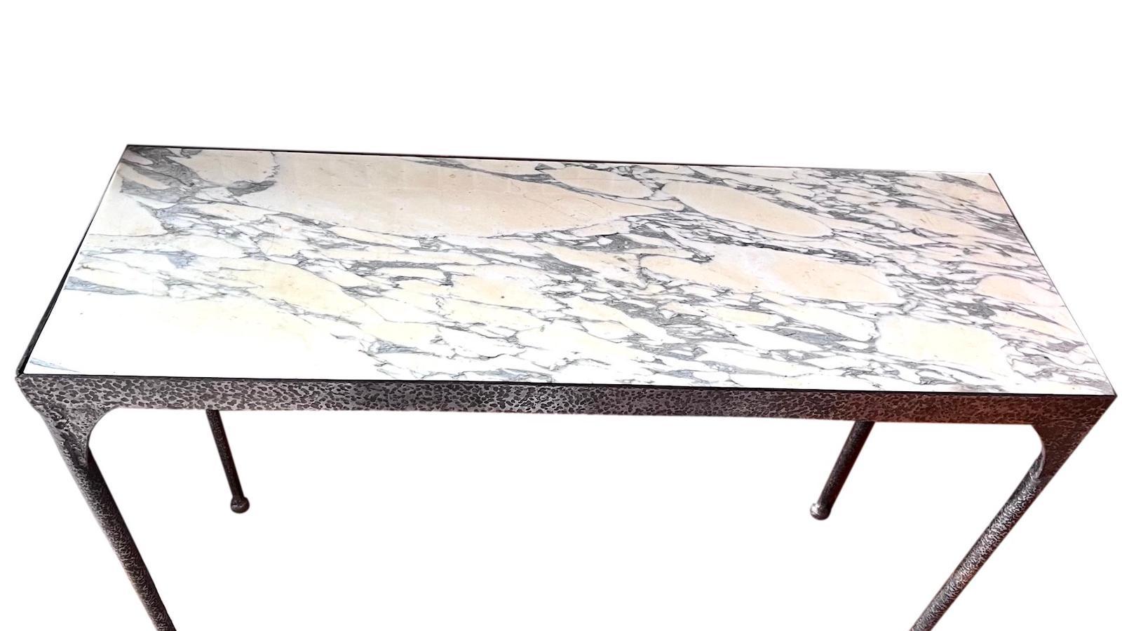 Mid-20th Century Pair of Hammered Iron Consoles, Sold Individually For Sale