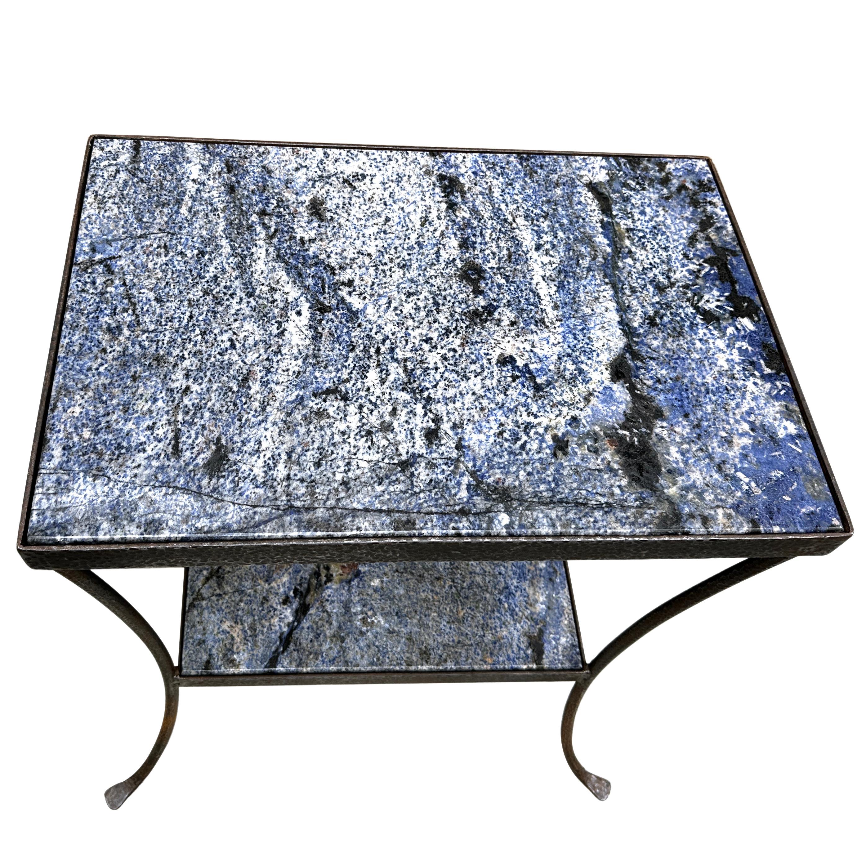Mid-20th Century Pair of Hammered Iron Side Tables For Sale