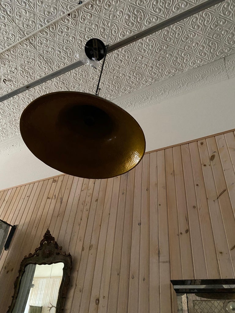 Pair of Hammered Metal Pendant Light Fixtures For Sale at 1stDibs