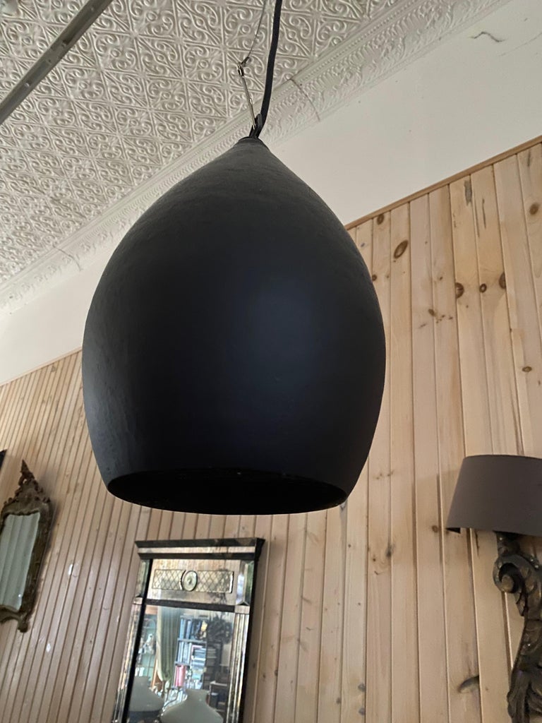 Pair of Hammered Metal Pendant Light Fixtures For Sale at 1stDibs