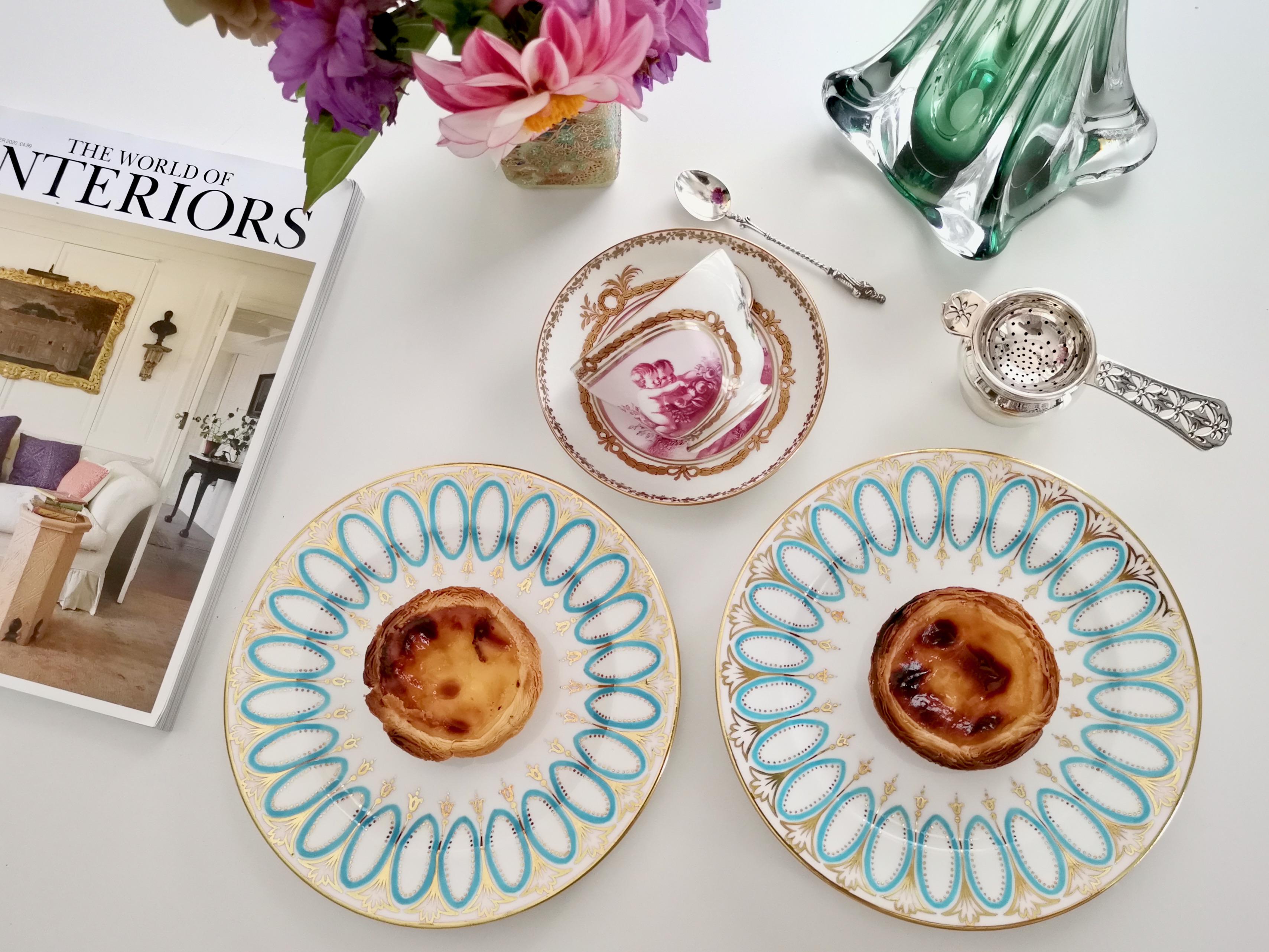 This is a beautiful pair of tea plates made by Hammersley in the early 20th century. The plates are in the Victorian / Edwardian style, decorated in turquoise and gilt. 
 
The Hammersley factory operated in Staffordshire between 1885 and 1932 and