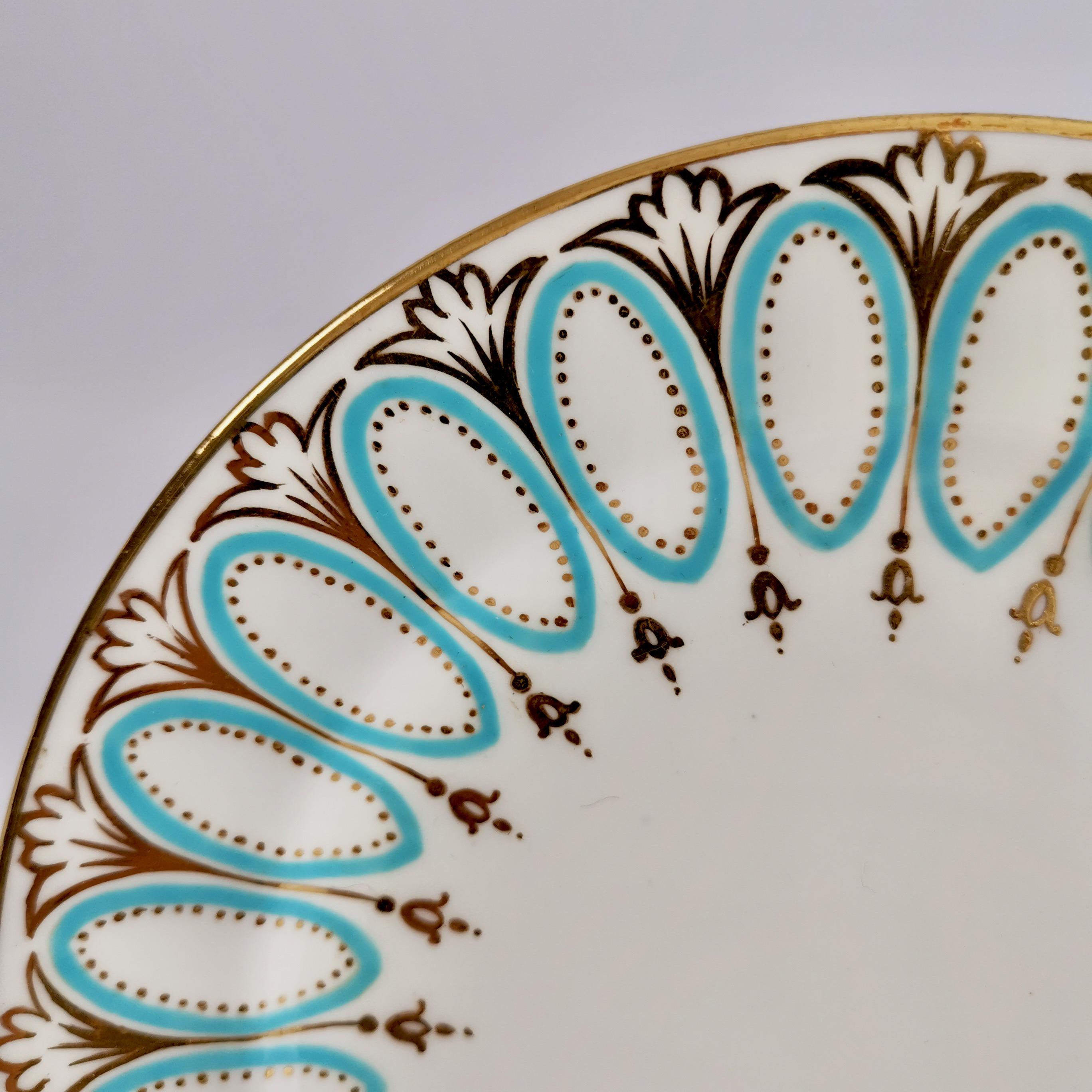 Pair of Hammersley Tea Plates, White, Gilt and Turquoise, Edwardian Early 20th C In Good Condition In London, GB