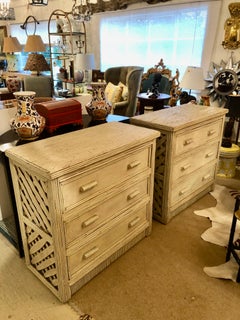 Pair of Antique Painted Chests with Twig Details