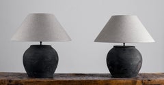 Pair of HAN Style Lamps with Belgian Linen Shades