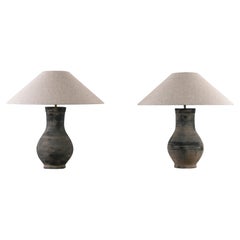 Pair of HAN Style Lamps with Belgian Linen Shades