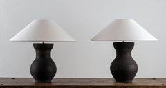 Pair of HAN Style Lamps with Handmade Belgian Linen Shades