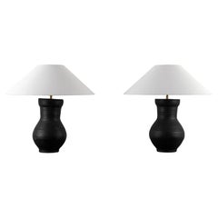 Pair of HAN Style Lamps with Handmade Belgian Linen Shades
