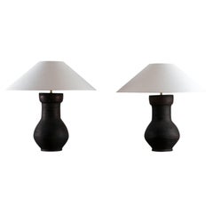 Pair of HAN Style Lamps with Handmade Belgian Linen Shades