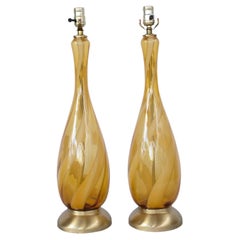 Pair of Hand-Blown Empoli Glass Bottle-Form Table Lamps