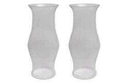 Pair of Hand Blown Etched Hurricane Candle Lantern Shades