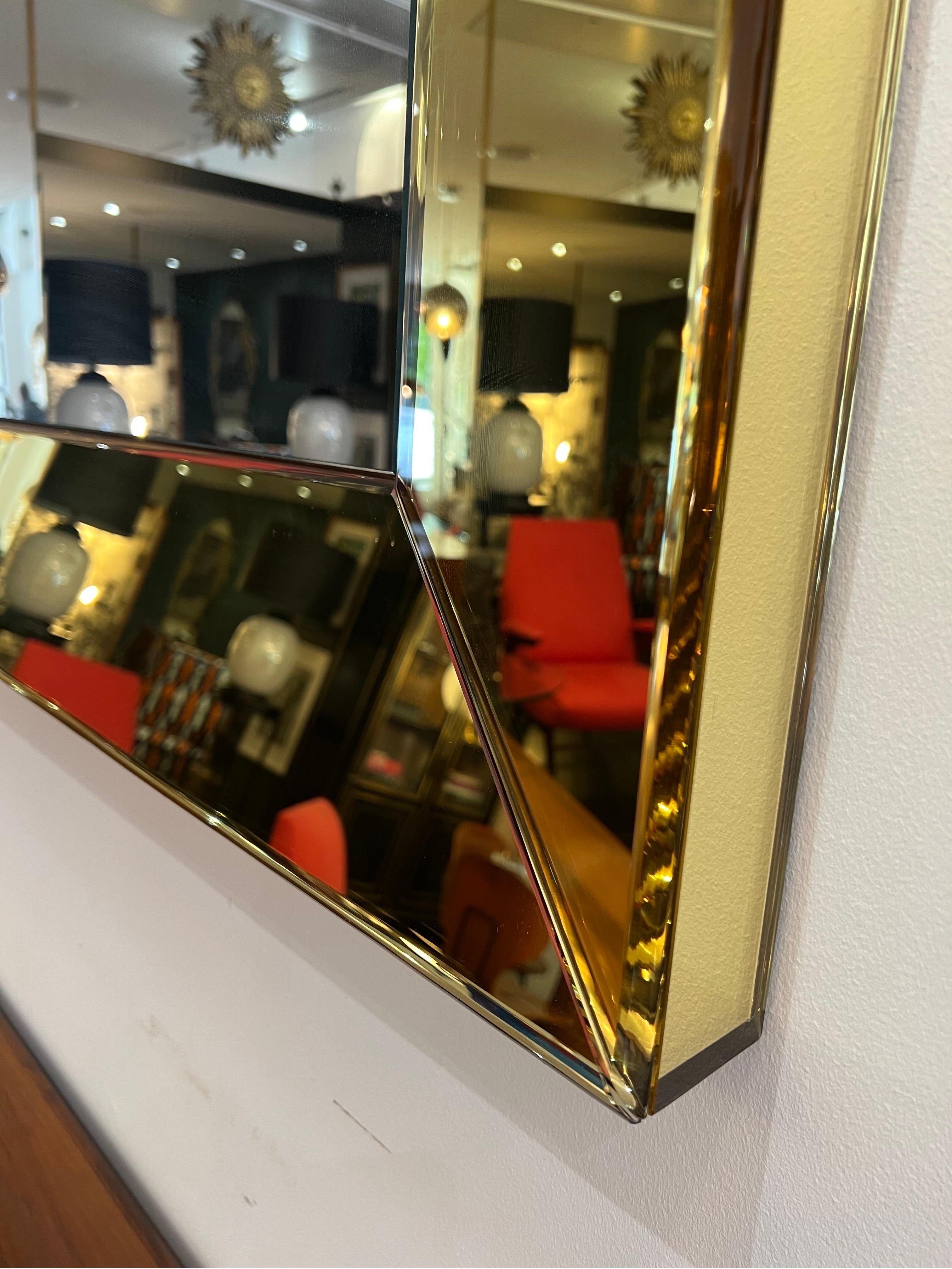 Contemporary Pair of Hand Blown Giallo Vetro Square Mirrors For Sale