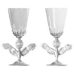 Pair of Hand-blown Glass Goblets "Trionfo #01"by Simone Crestani