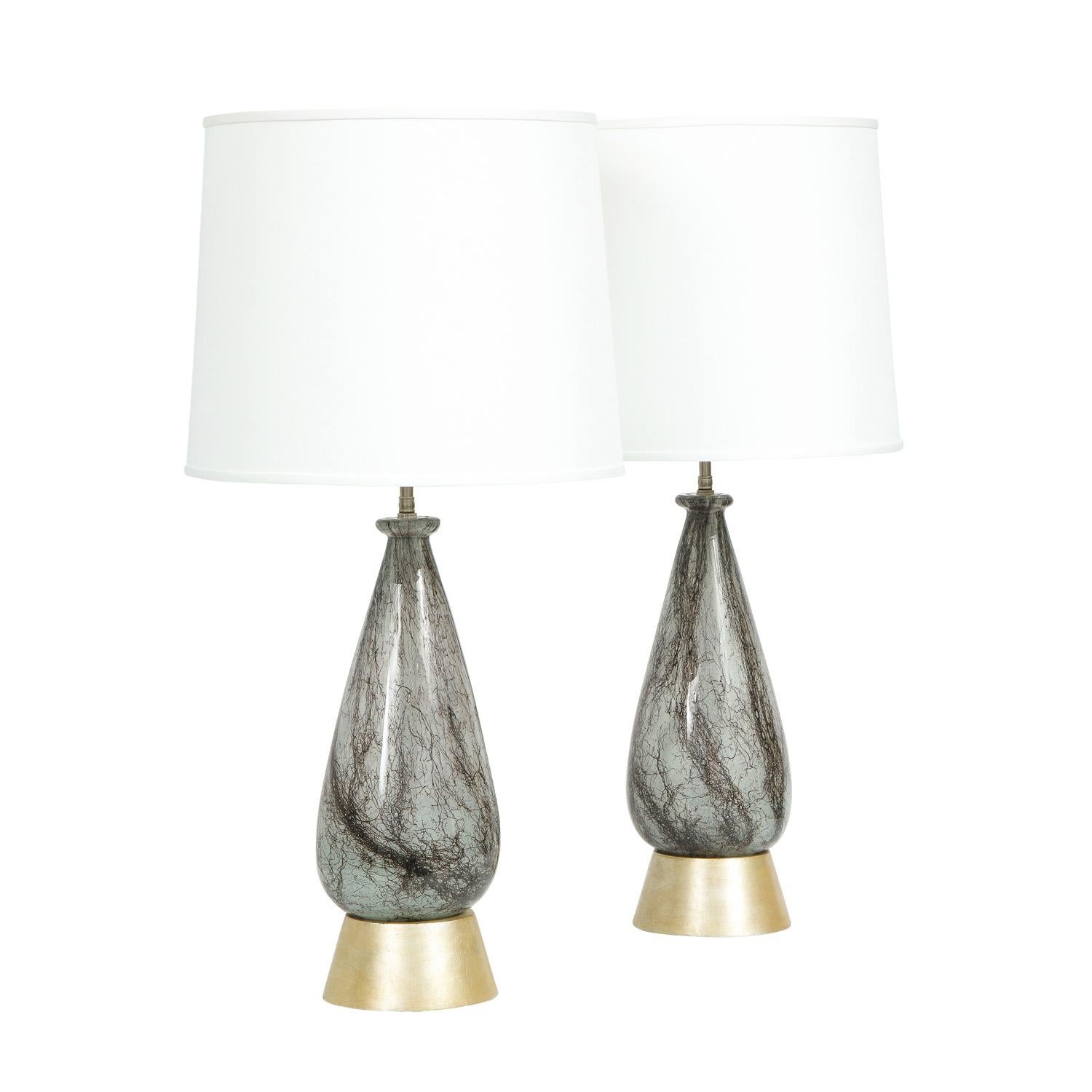 Modern Pair of Hand Blown Glass Table Lamps Attributed to Ercole Barovier, 1930s