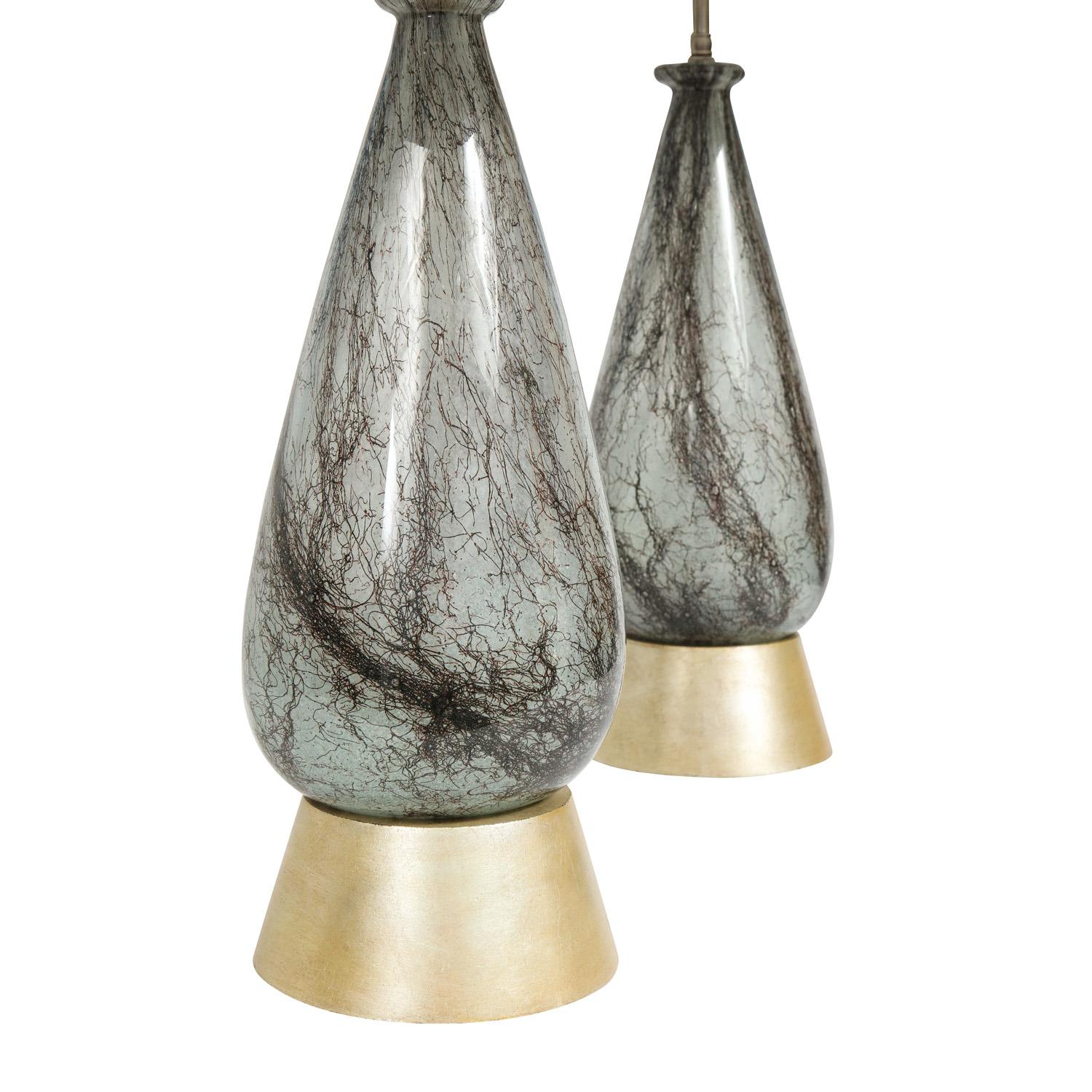 Mid-20th Century Pair of Hand Blown Glass Table Lamps Attributed to Ercole Barovier, 1930s