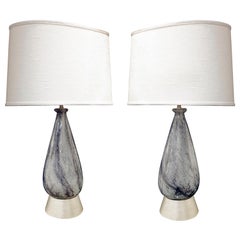 Pair of Hand Blown Glass Table Lamps Attributed to Ercole Barovier, 1930s