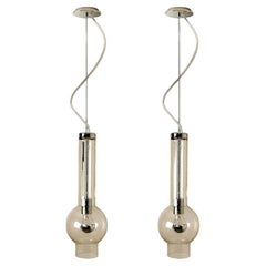 Pair of Hand Blown Glass Tube Pedant Lights by Staf Lights 1970s, Germany