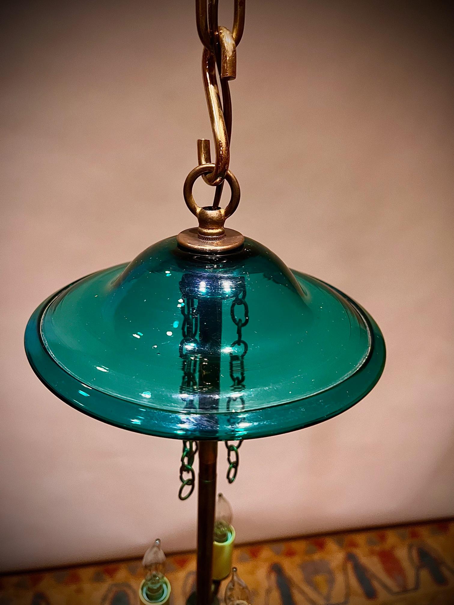 Blown Glass Pair of Hand-Blown Green Pumpkin Lanterns