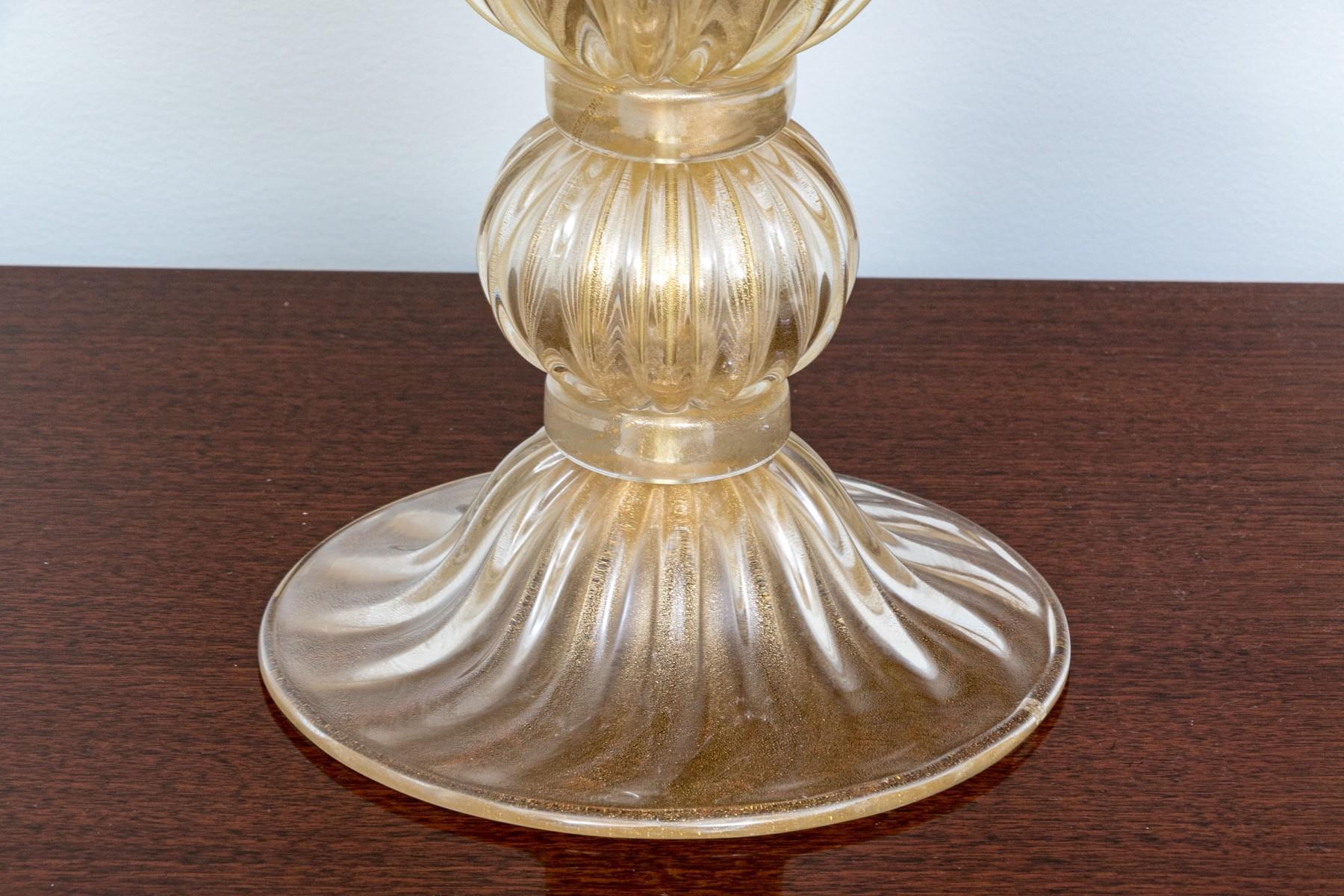 Paire de lampes de bureau modernistes en verre de Murano soufflé à la main Mèches d'or Excellent état - En vente à Greenwich, CT