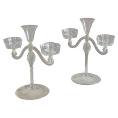 Pair of Hand-Blown Murano Glass Candelabra by Pauly & Co, 1940s