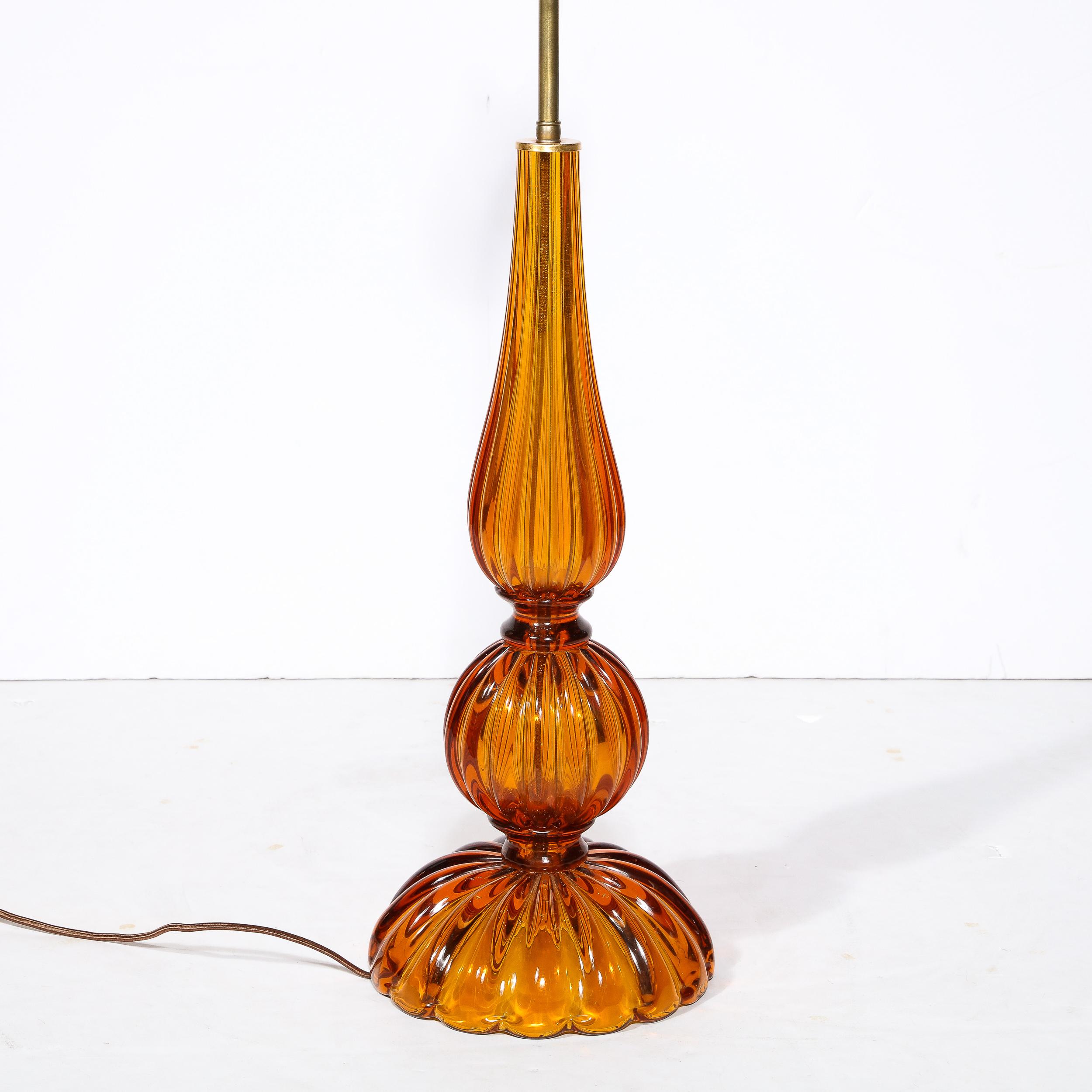 Pair of Hand-Blown Murano Glass Table Lamps in Smoked Amber For Sale 7