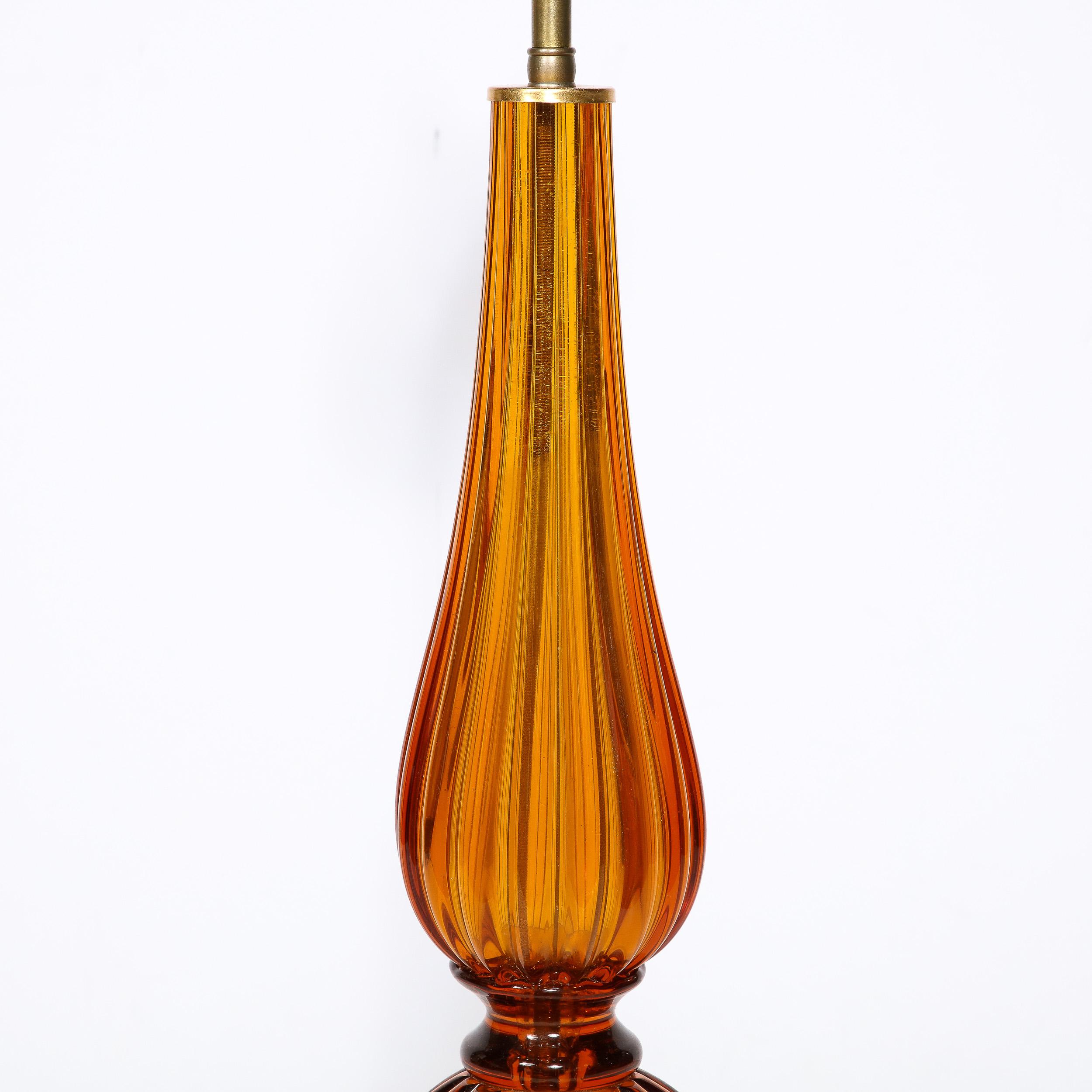 Pair of Hand-Blown Murano Glass Table Lamps in Smoked Amber For Sale 8
