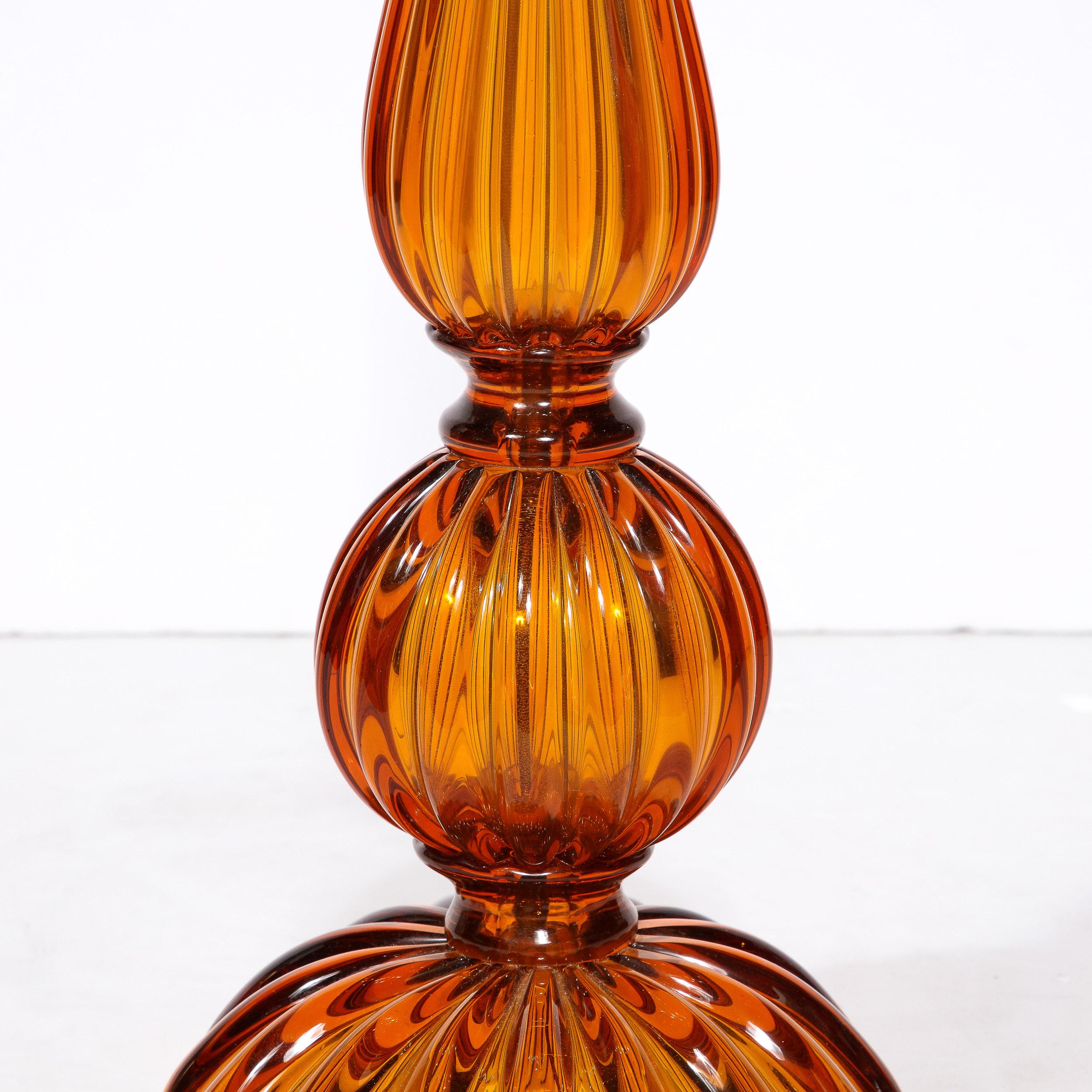 Paire de lampes de bureau en verre de Murano soufflé à la main en ambre fumé  en vente 8