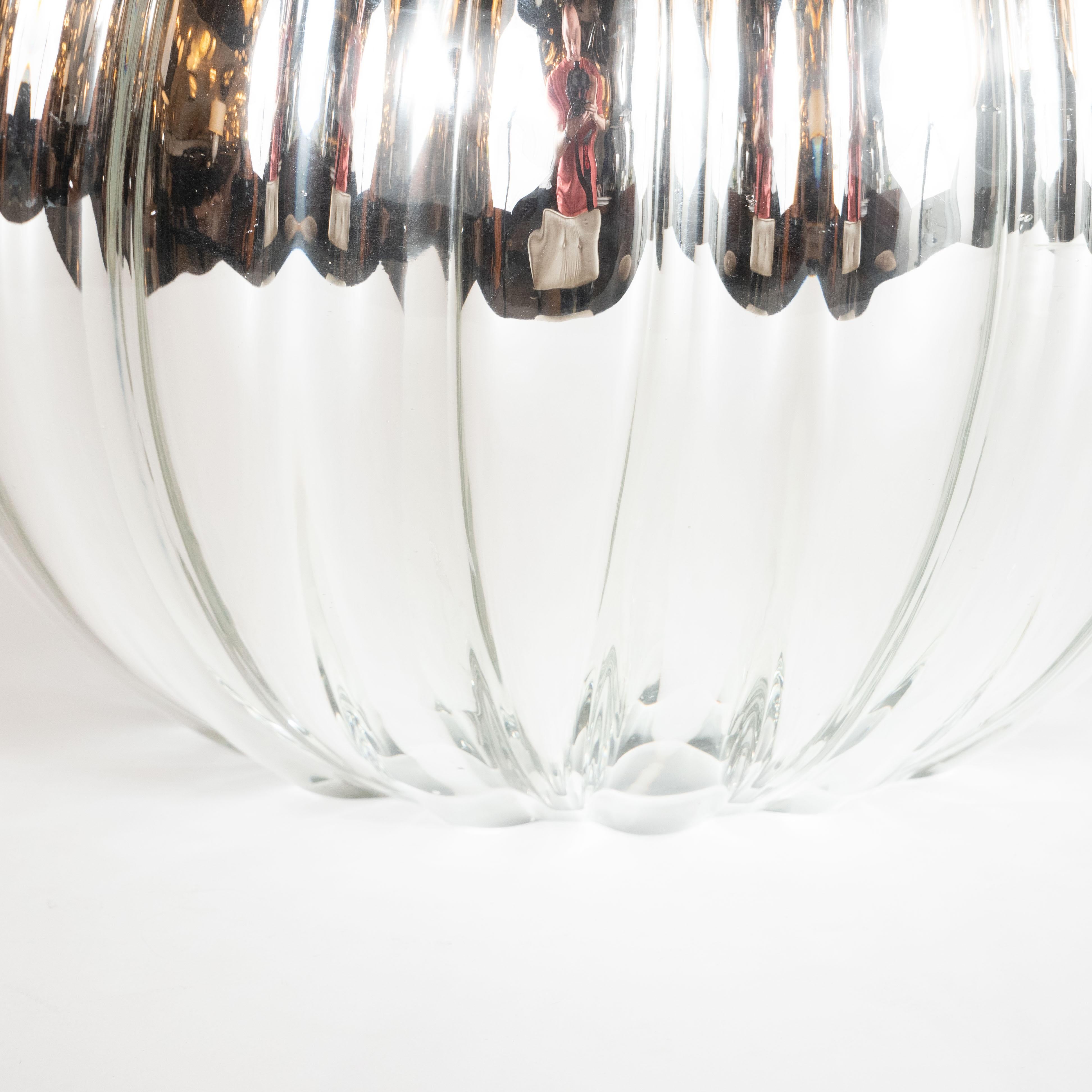Modern Pair of Hand Blown Murano Mercury Glass Spherical Table Lamps