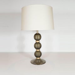 Paar mundgeblasene Murano-Lampen in Rauchmoss-Farbe mit 24-Karat-Goldbändern