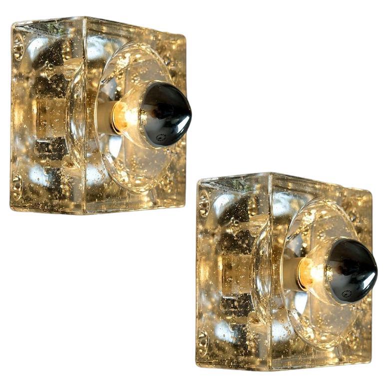 Pair of Hand Blown Wall or Ceiling Lights, Austria, 1960s For Sale