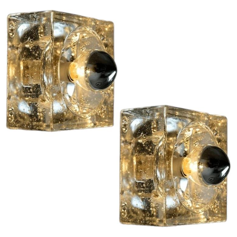 Pair of Hand Blown Wall or Ceiling Lights, Austria, 1960s